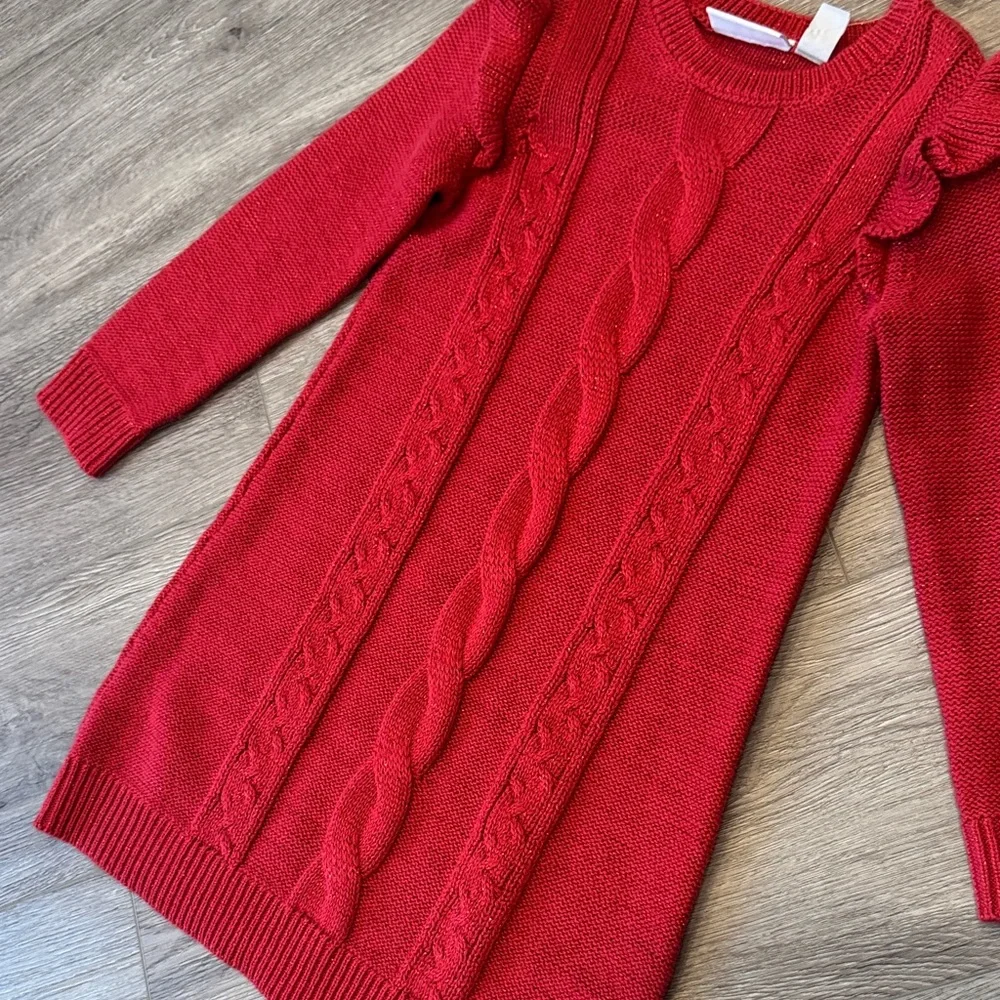 🆕 The Children’s Place Red Cable Knit Kids Dress Sz 4 G10